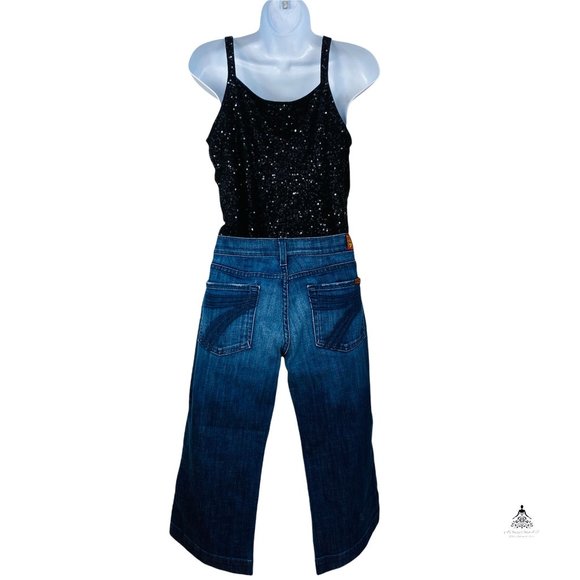 7 For All Mankind Dojo Cropped Blue Jeans 28x20.5 - Picture 2 of 7
